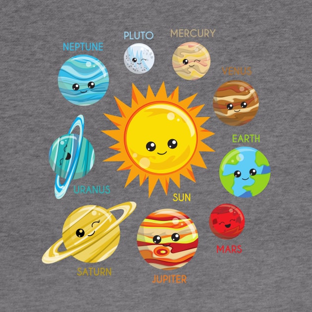 Cute Planets, Solar System, Space, Cosmos, Galaxy by Jelena Dunčević